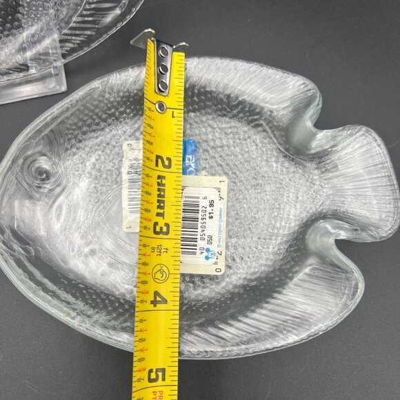 4 Vintage Arcoroc Fish Appetizer Plates Poisson Tempered Glass 6.5” France NOS - Picture 3 of 10
